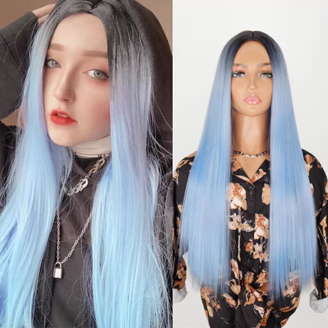 Peruca wig com disfarce frontal fibra premium lisa