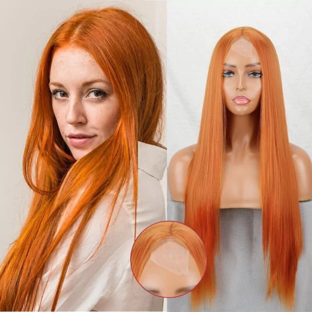 Peruca wig com disfarce frontal fibra premium lisa