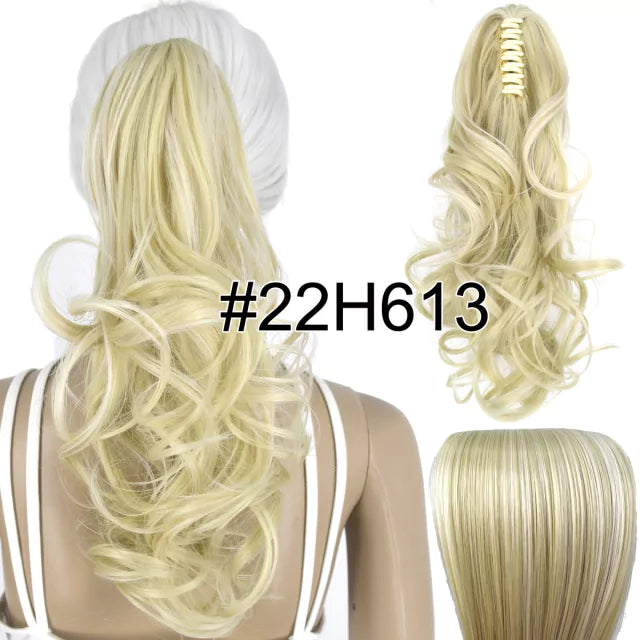 Rabo de cavalo com presilha fibra premium 35 cm