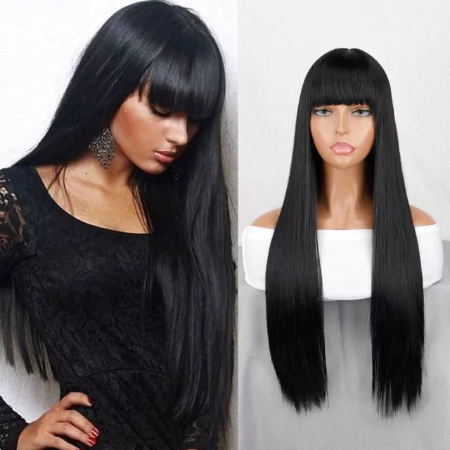 Peruca wig com disfarce frontal fibra premium lisa