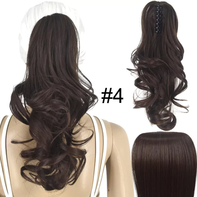Rabo de cavalo com presilha fibra premium 35 cm
