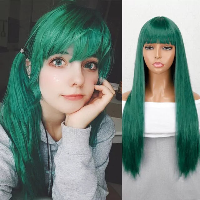 Peruca wig com disfarce frontal fibra premium lisa