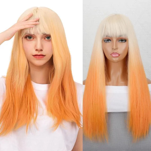 Peruca wig com disfarce frontal fibra premium lisa