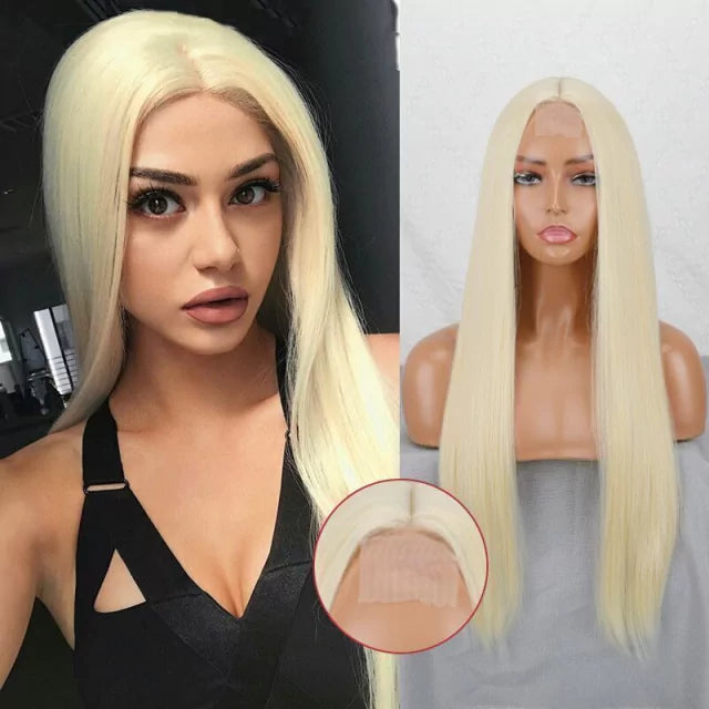 Peruca wig com disfarce frontal fibra premium lisa