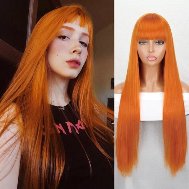 Peruca wig com disfarce frontal fibra premium lisa