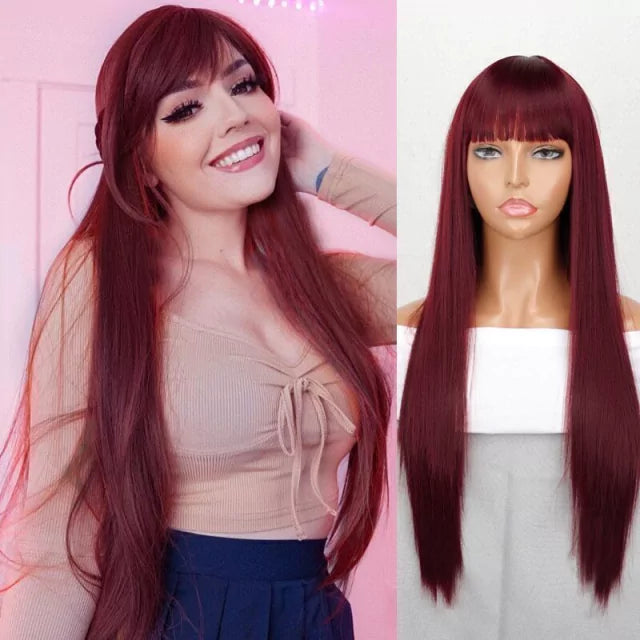 Peruca wig com disfarce frontal fibra premium lisa
