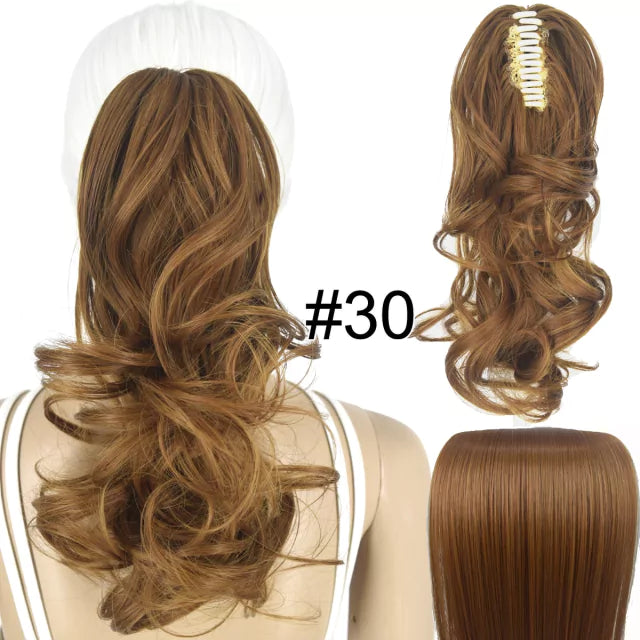 Rabo de cavalo com presilha fibra premium 35 cm
