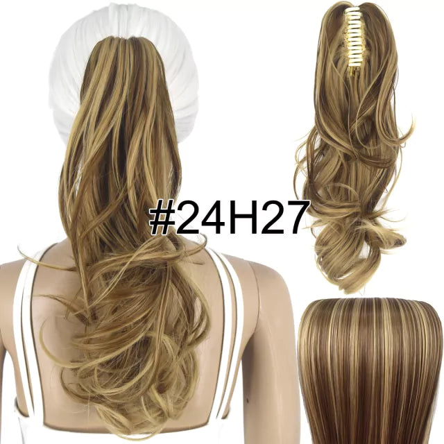 Rabo de cavalo com presilha fibra premium 35 cm