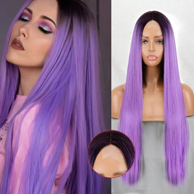 Peruca wig com disfarce frontal fibra premium lisa