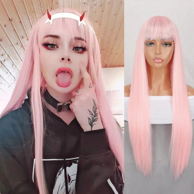 Peruca wig com disfarce frontal fibra premium lisa
