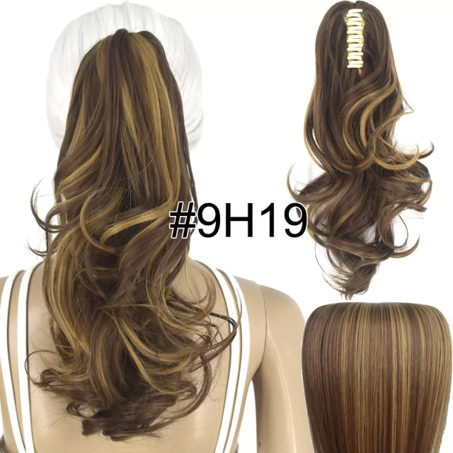 Rabo de cavalo com presilha fibra premium 35 cm