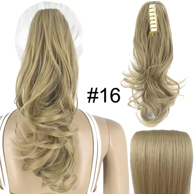 Rabo de cavalo com presilha fibra premium 35 cm