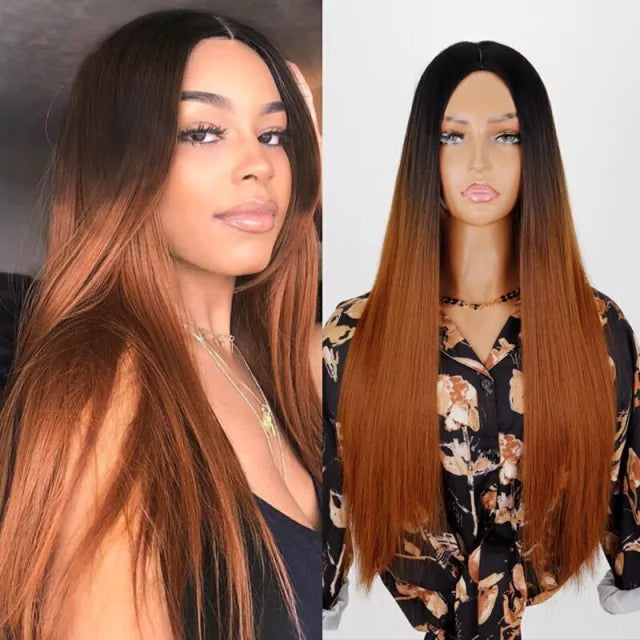 Peruca wig com disfarce frontal fibra premium lisa