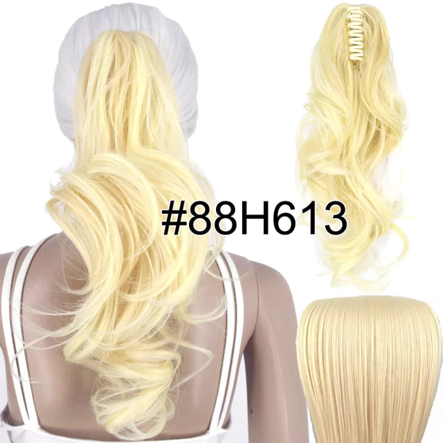 Rabo de cavalo com presilha fibra premium 35 cm