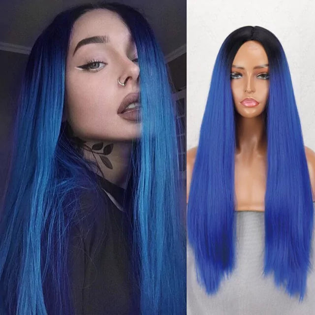 Peruca wig com disfarce frontal fibra premium lisa