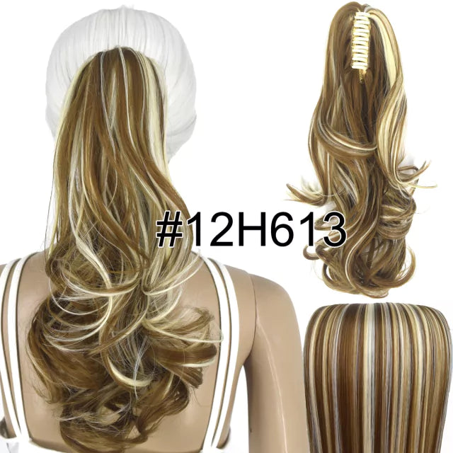 Rabo de cavalo com presilha fibra premium 35 cm