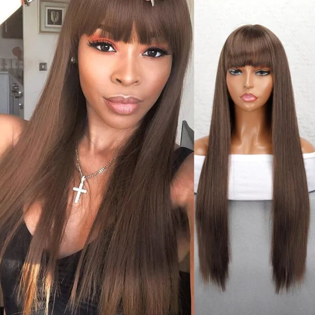 Peruca wig com disfarce frontal fibra premium lisa