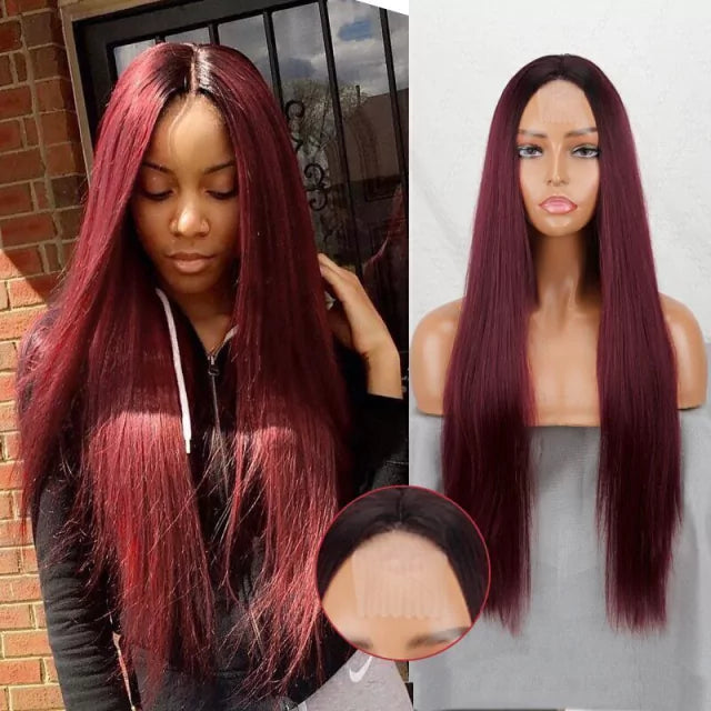 Peruca wig com disfarce frontal fibra premium lisa