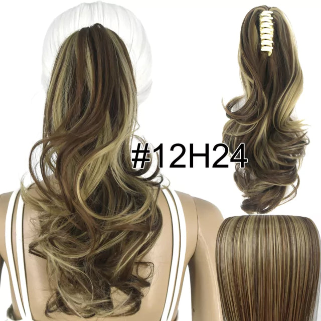 Rabo de cavalo com presilha fibra premium 35 cm