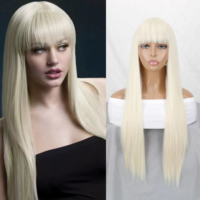 Peruca wig com disfarce frontal fibra premium lisa