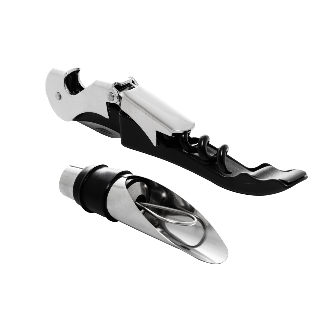 Corkscrew set and Pour spout Stainless steel 2 Pieces