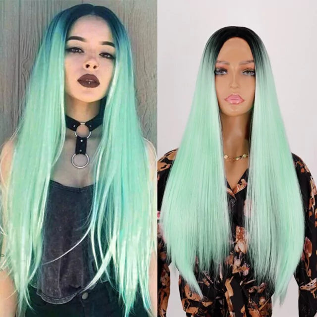 Peruca wig com disfarce frontal fibra premium lisa