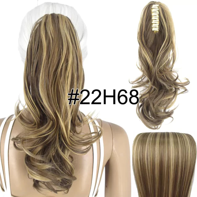 Rabo de cavalo com presilha fibra premium 35 cm