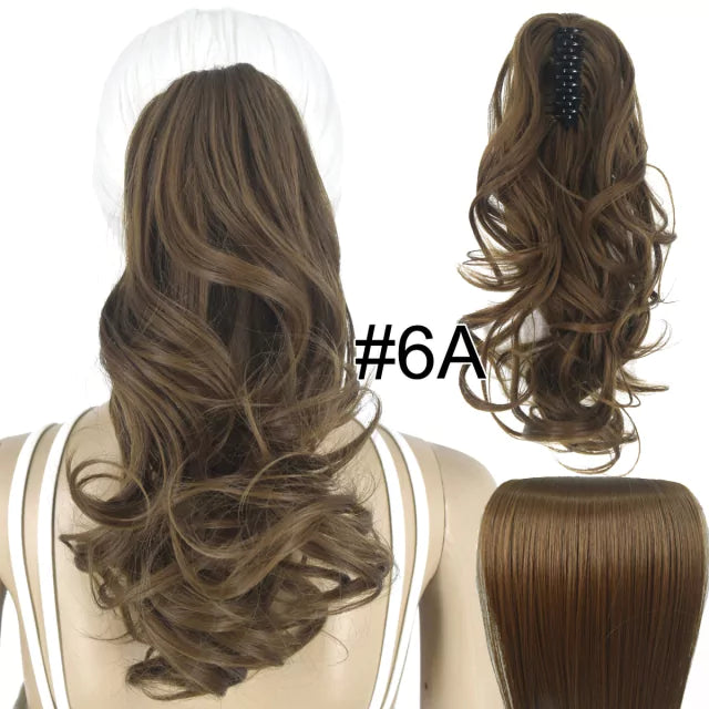 Rabo de cavalo com presilha fibra premium 35 cm
