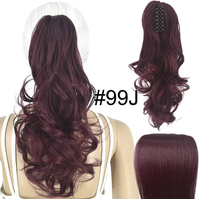 Rabo de cavalo com presilha fibra premium 35 cm