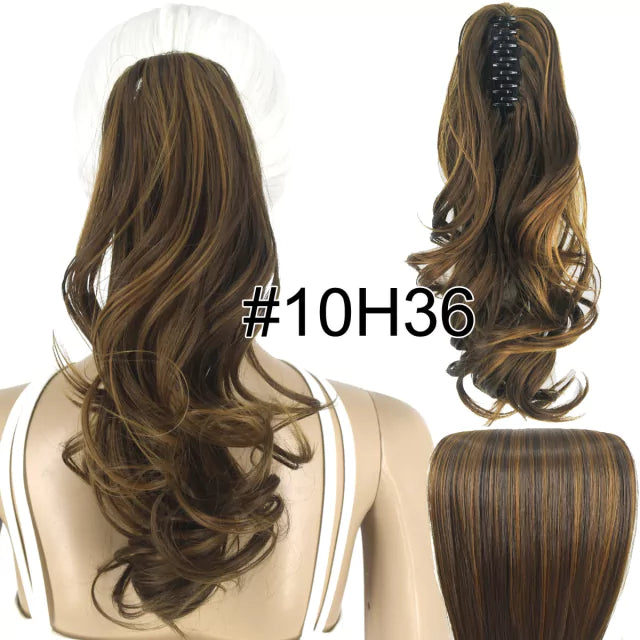 Rabo de cavalo com presilha fibra premium 35 cm