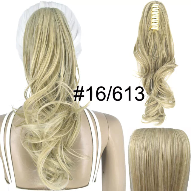 Rabo de cavalo com presilha fibra premium 35 cm