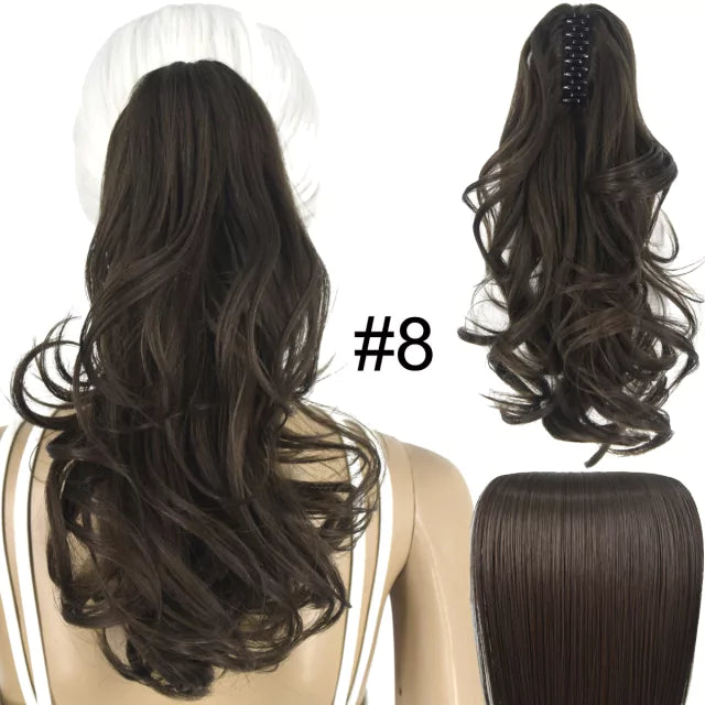 Rabo de cavalo com presilha fibra premium 35 cm