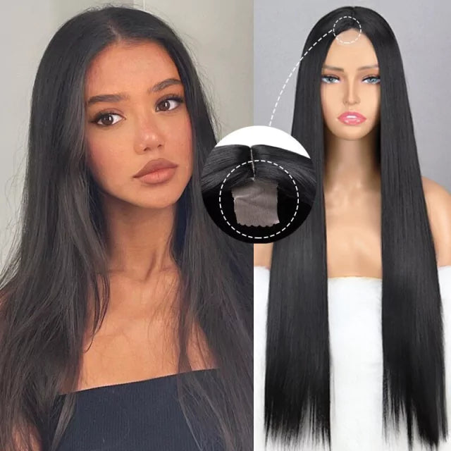Peruca wig com disfarce frontal fibra premium lisa