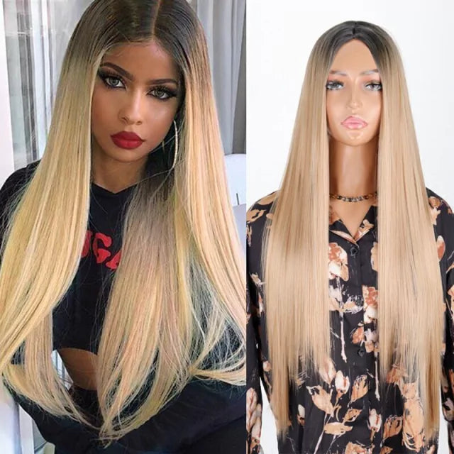 Peruca wig com disfarce frontal fibra premium lisa