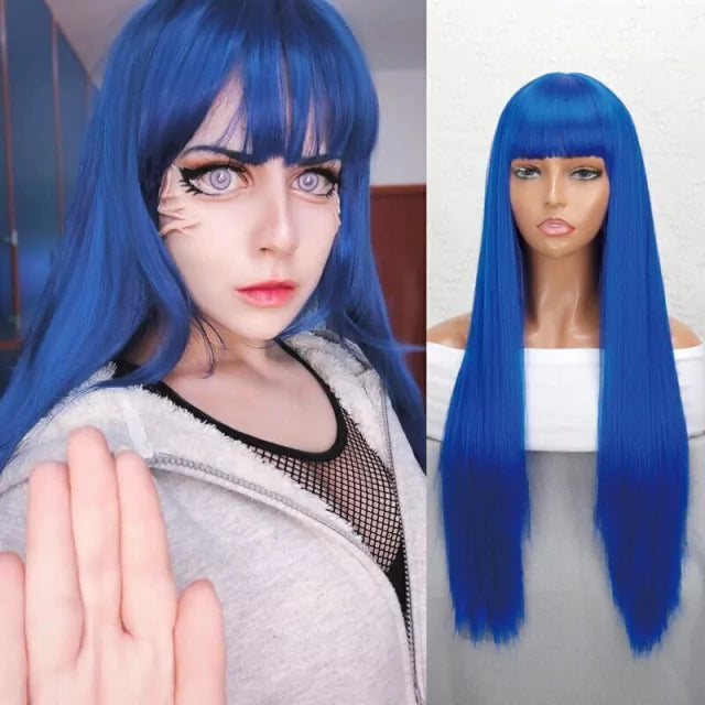 Peruca wig com disfarce frontal fibra premium lisa