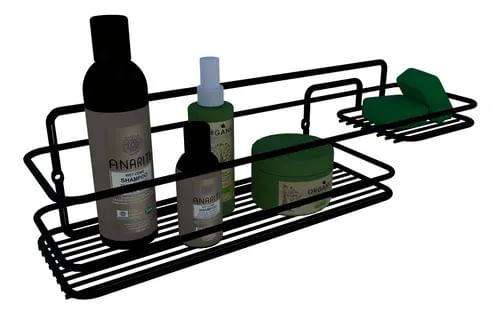 Shampoo holder with soap dish Screw mount Boa Dica Black