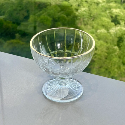Set of 4 wine glasses for dessert Glass Cristalle with gold rim 360ml