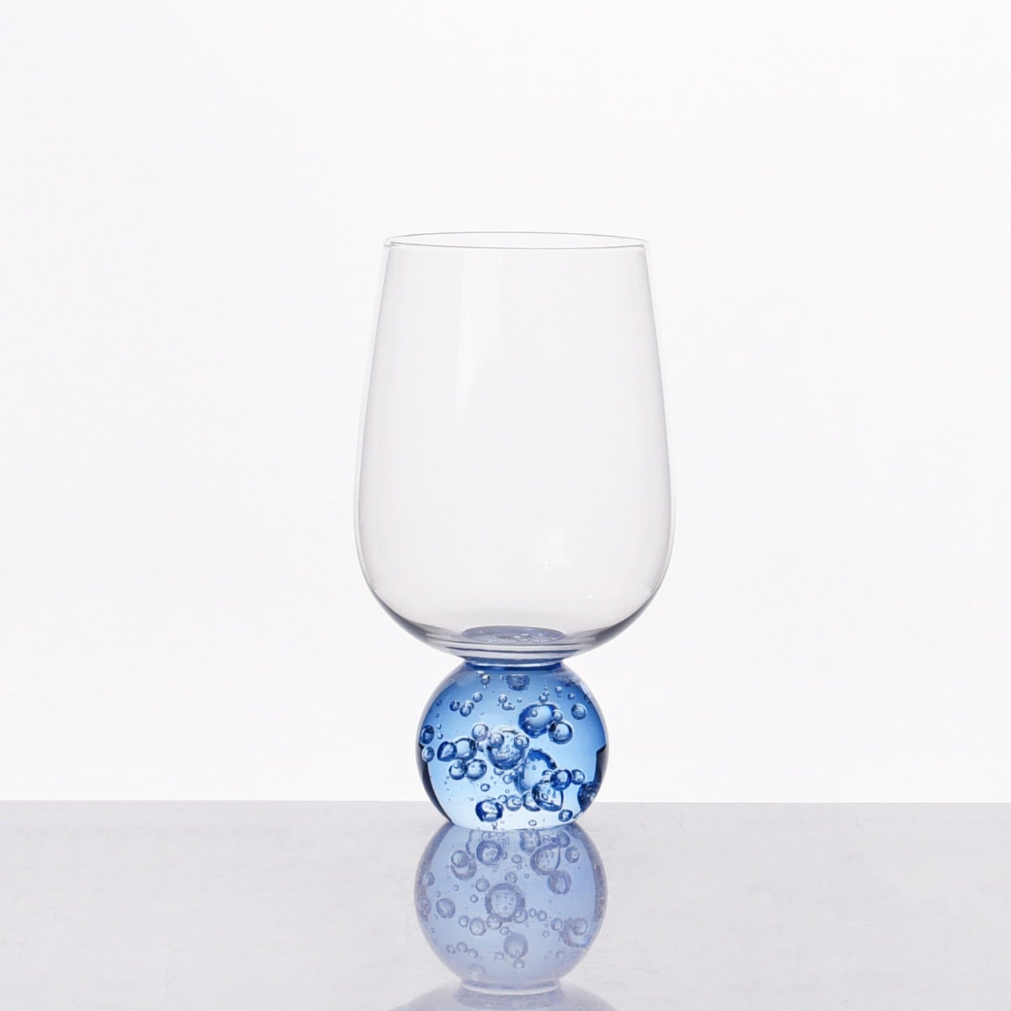 Stemless wine glass for wine Glass with base Sphere Clear and Blue 540ml