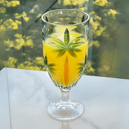 Kit 6 Wine glasses of Crystal Palm Tree Tropical 450ml