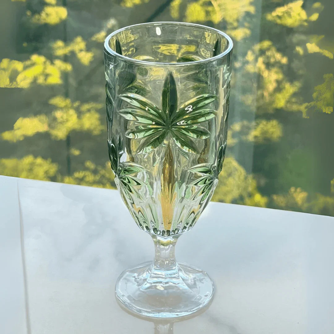 Kit 6 Wine glasses of Crystal Palm Tree Tropical 450ml