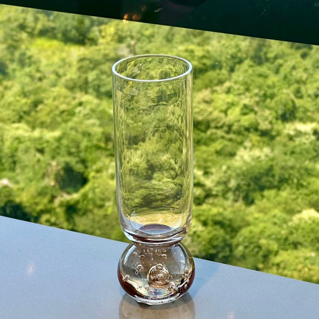 Stemless wine glass for champagne Glass with base Sphere Clear and Amber 250ml