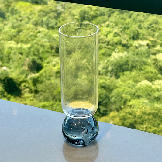 Champagne glass Glass with base Sphere Clear and Gray 250ml