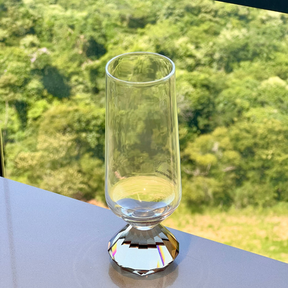 Stemless wine glass of Glass for champagne with base Diamond Amber 250ml