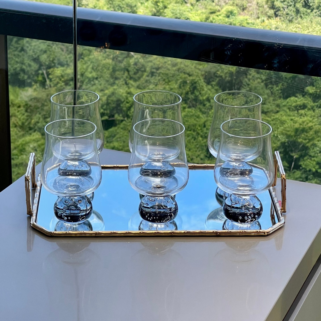 Set of 6 wine glasses of Glass Sphere base Smoke 440ml