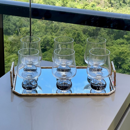 Set of 6 wine glasses of Glass Sphere base Smoke 440ml