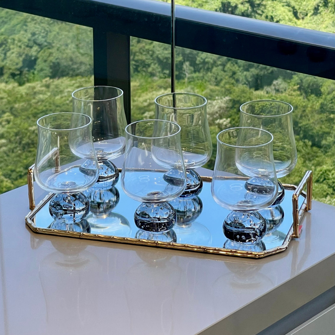 Set of 6 wine glasses of Glass Sphere base Smoke 440ml