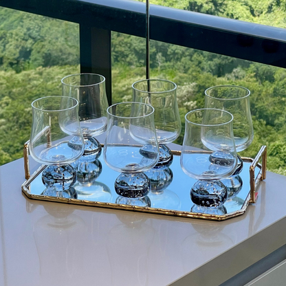 Set of 6 wine glasses of Glass Sphere base Smoke 440ml