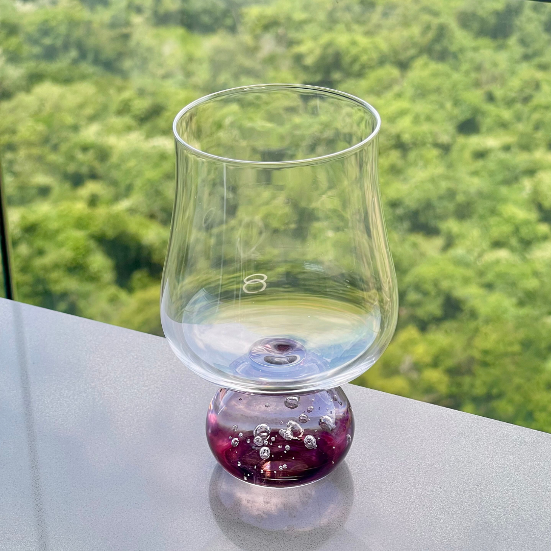 Set of 6 wine glasses Sphere base Pink and Clear 440ml
