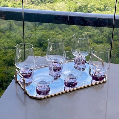 Set of 6 wine glasses Sphere base Pink and Clear 440ml