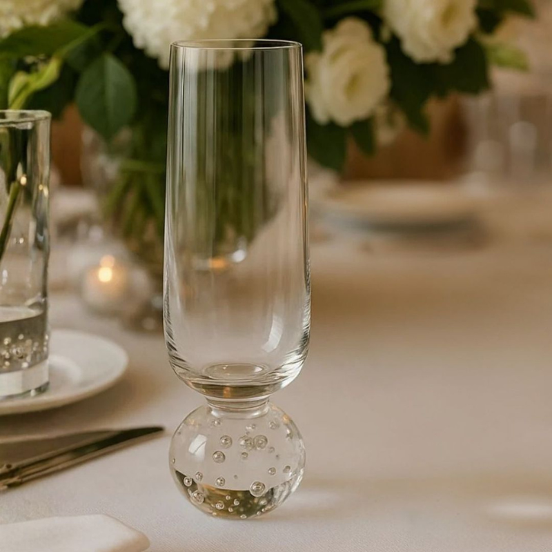 Stemless wine glass for champagne Glass with base Sphere Clear 250ml